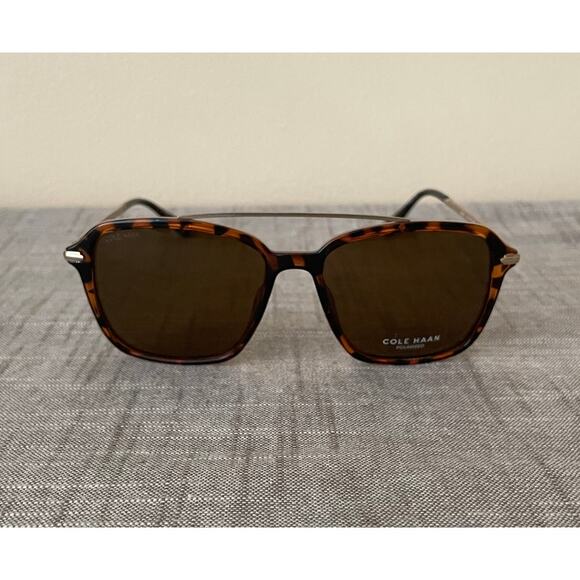 New Cole Haan Sport Aviator Womens Brown Tortoise Polarized Sunglasses main image 6